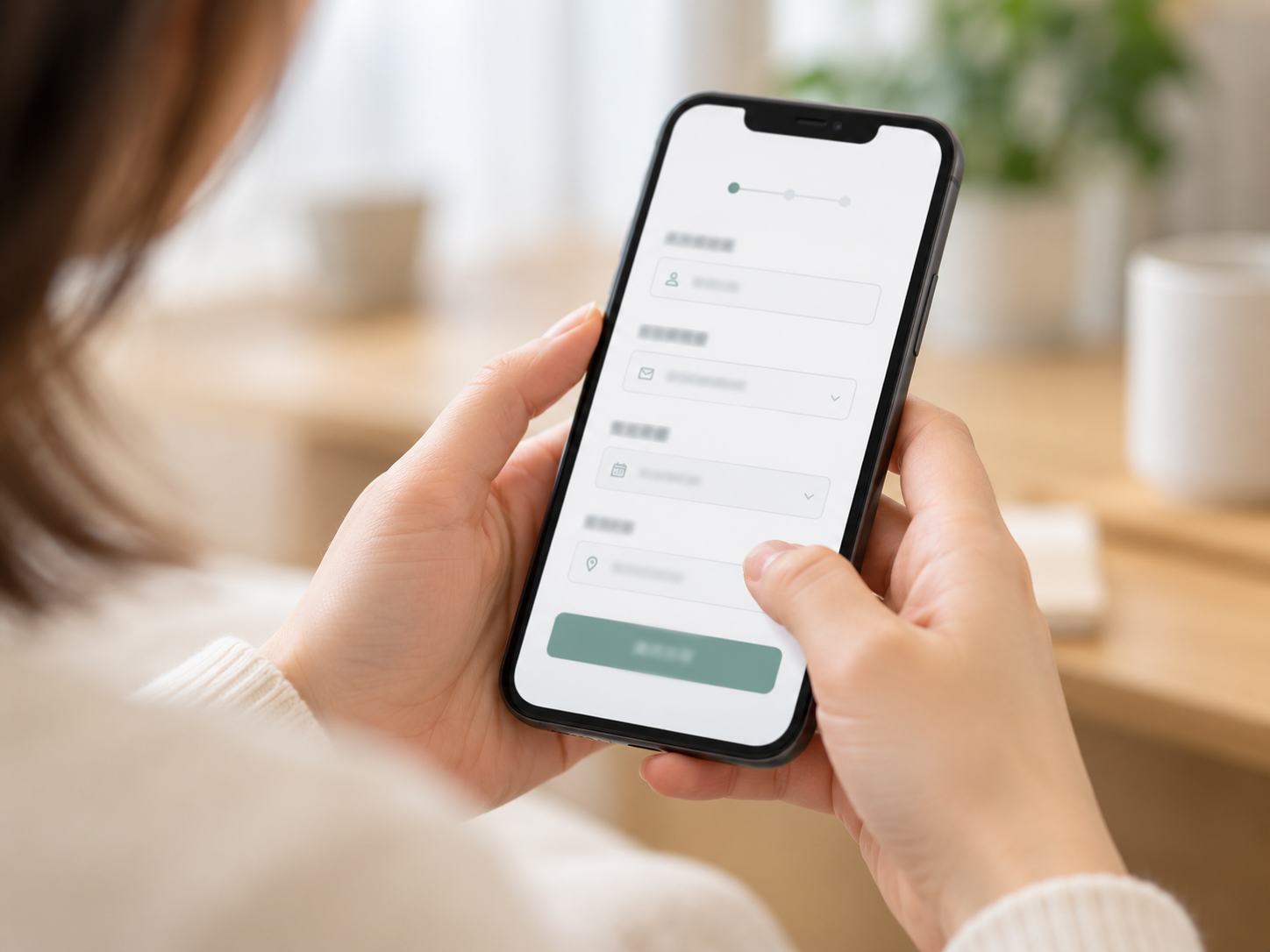 スマートフォンから相談・申し込みをする様子